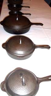 old antique vintage cast iron hinged skillet pot pan dimple old antique vintage