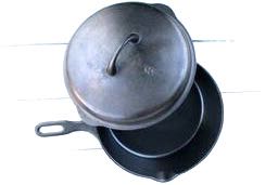 Cast iron Iron Mountain (by Griswold) chicken pan and cover. 
