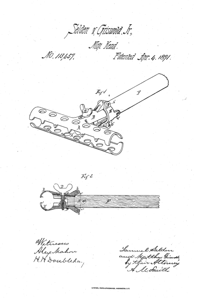 Samuel Selden and Matthew Griswold 1871 Improvement in mop heads patent.