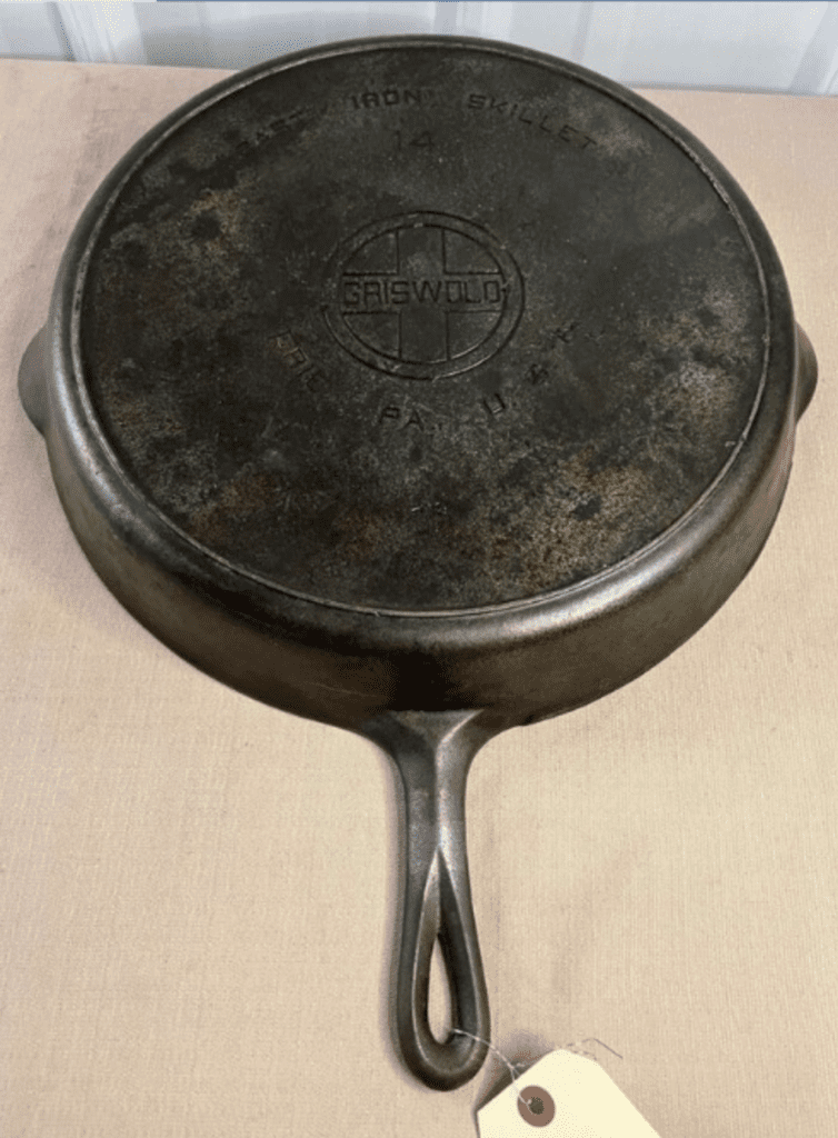 griswold vintage cast iron erie pa usa  heat ring skillet frying pan fryer fry price value sold for how much 14 griswald