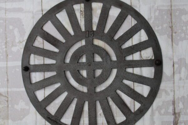 large 13 antique unknown maker cast iron round trivet marked 15 collection of john clough