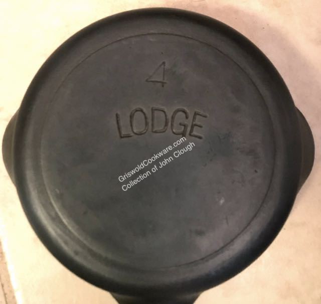 John Clough collection number 4 vintage Lodge arc logo trademark skillet pan.