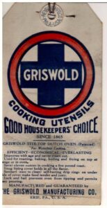 Griswold hang tag for cooking utensils dutch oven advertisement ad good housekeeper's choice original vintage antique cast iron 