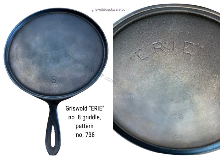griswold vintage antique cast iron round griddle with handle 738 8 erie 