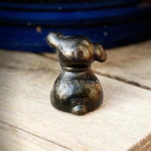 back of Griswold 30 cast iron small miniature dog pup Griswold 30 cast iron small miniature dog pup tiny vintage antique 