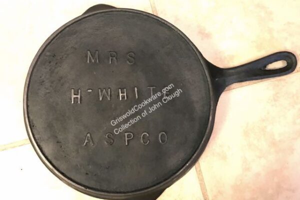 "Mrs. H White" antique cast iron skillet pan collection John Clough