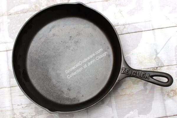 Vintage cast iron skillet marked "ZEIGLER" on the handle - unknown maker collection of John Clough