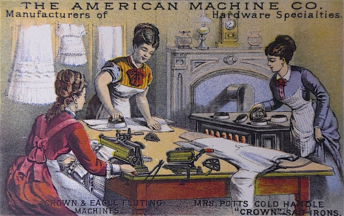 Antique vintage Victorian trading card for Mrs Potts sad iron.  American Machine Company.