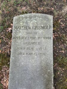 Matthew Griswold headstone in the Erie, PA cemetery. 