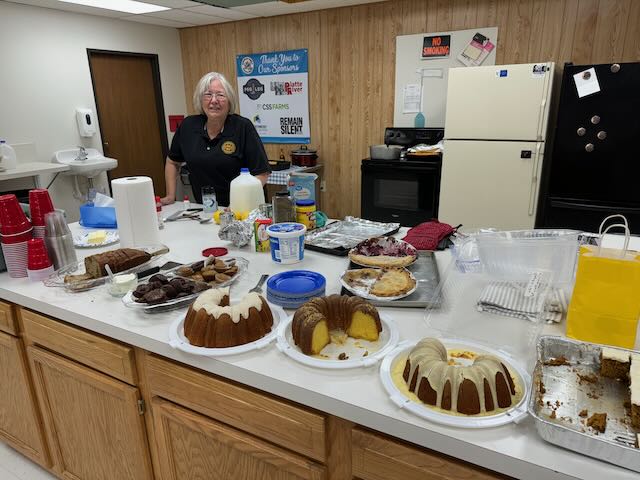 Kathy Wenz in the kitchen at the American Legion with just a small sampling of food she prepared for the meetup. 