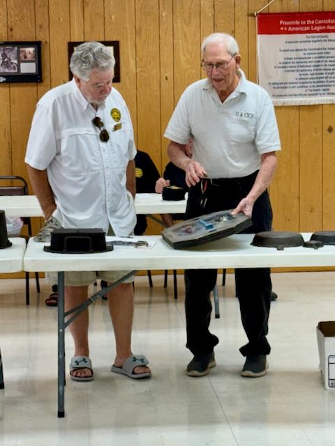 Russ Howser and Larry O'Neil with pup pattern. 