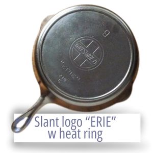 Antique Griswold slant logo "ERIE"  skillet with heat ring