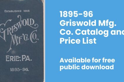 1895-96 Griswold catalog available for free public download cover.
