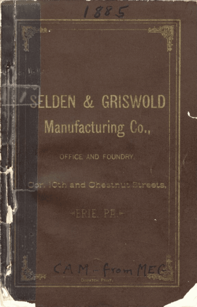 Cover of 1885 Selden & Griswold Manufacturing Company catalog.