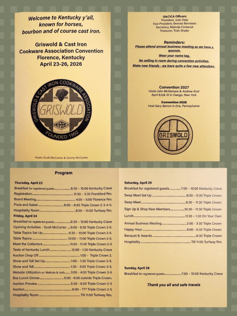 Fold out that shows cast iron convention activities. 
